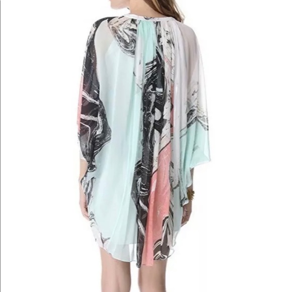 DVF fleurette silk chiffon marble dress - Picture 2 of 7